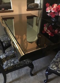 Mirror table with 3 chairs