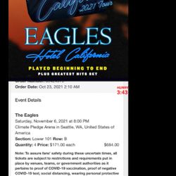 Eagles Tickets X4