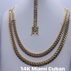 14K 8mm Miami Cuban chain and bracelet . brand new in stock.