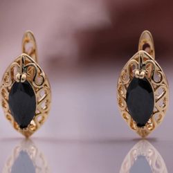 585 Rose Gold BLACK ETHNIC Earrings