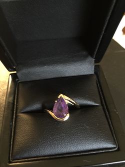 Custom designed pear-shaped amethyst ring