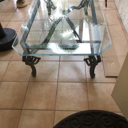Rectangular Glass Iron Coffee Table