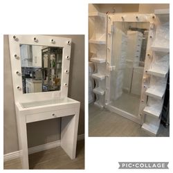 Vanity Set With Full Body Mirror And Shelfs 