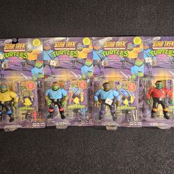 Vintage 1994 Playmates Star Trek Teenage Mutant Ninja Turtles Complete 4 Figure Set (New)