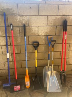 Various hand tools shovels,post hole digger etc