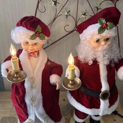 Vintage 1992 Matrix 24" Animated & Lighted Santa & Mrs. Claus Motionettes