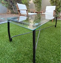 Black metal glass coffee table