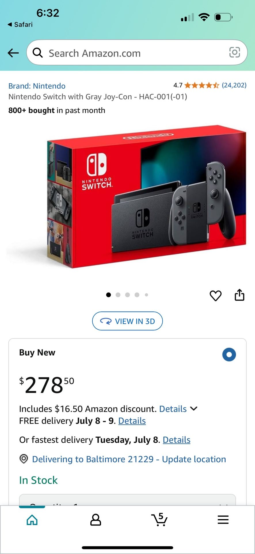 Nintendo Switch Switch With Joy Con HAC-001 (-01)