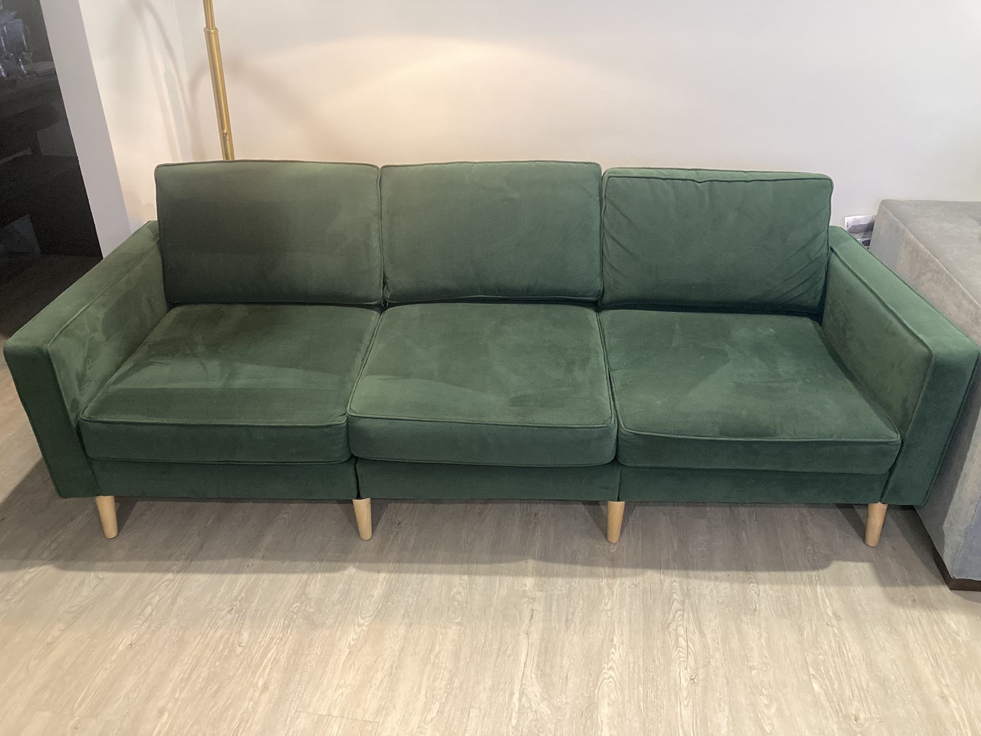 Burrow Nomad Sofa - Velvet Green - 3 seater - upgradable - used