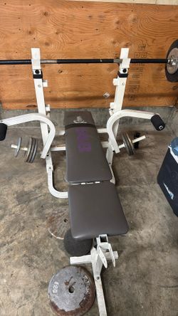 bench press bar plus weights