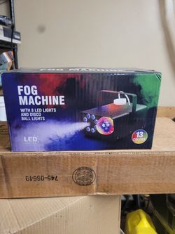 Fog Machine with 8 LED Lights and Disco Ball Lights (13 Colors)