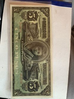 1914 Serie H 5 Peso Note Tamaulipas