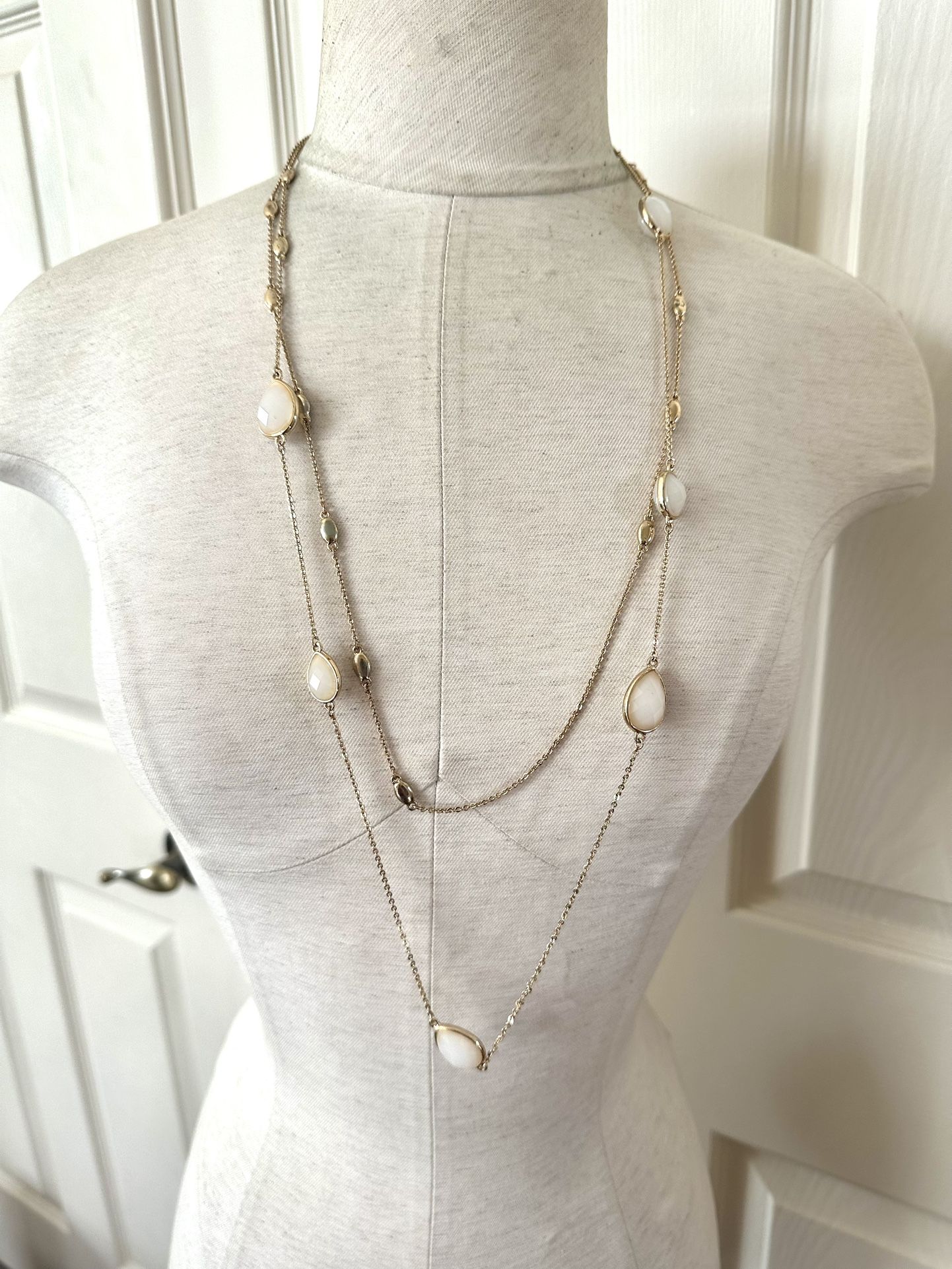 Banana Republic Gold Tone Double Strand Long Necklace