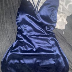Blue Silk Prom Dress