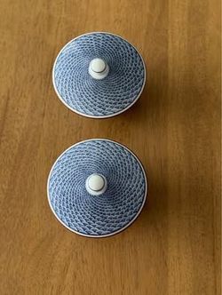 Japanese Porcelain Fish Scale Bowls with Lids