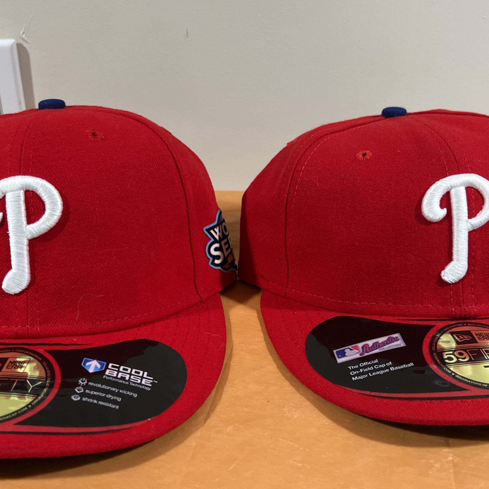 Two Philly Hats For $45 World Series 08 And 09 Sizes 7 1/8