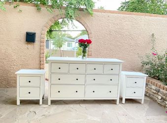 IKEA white dresser + nightstands set