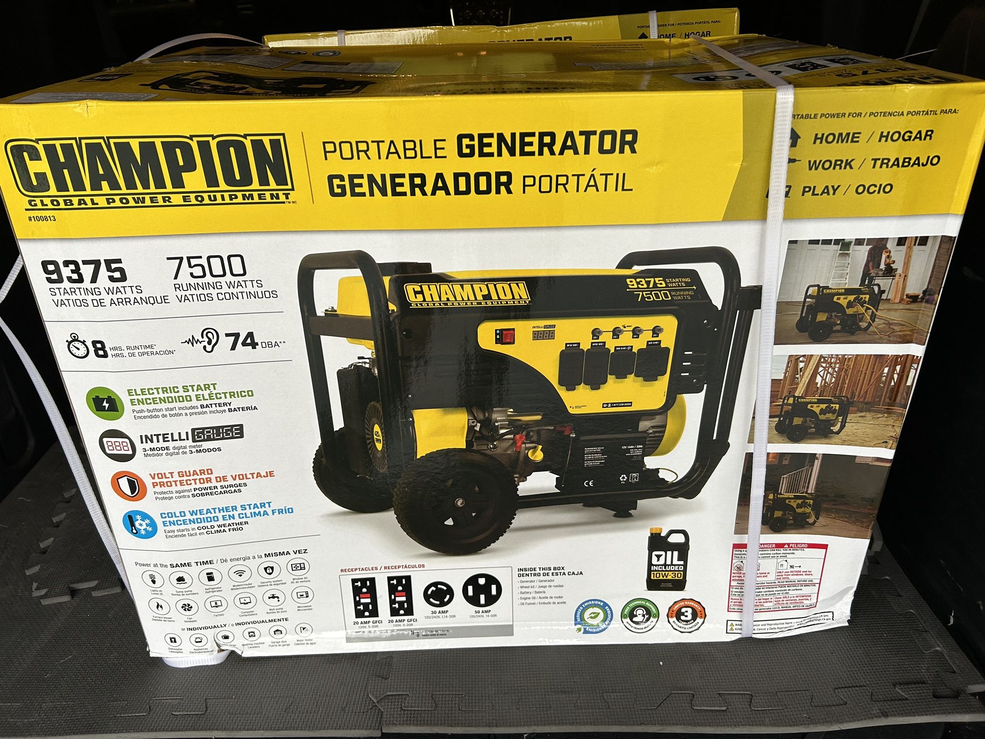 Champion Portable Generator 9375 Starting Watts 7500 Running Watts. Brand New in Box. Never Opened. Delivery available upon request.