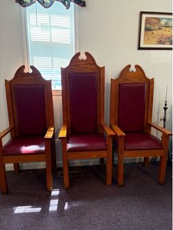 Clergy pulpit chairs and church table $100 each OBO