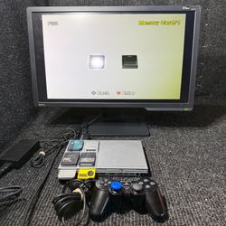 Ps2 Slim Silver with Controller, Cables and Special Memory Cards