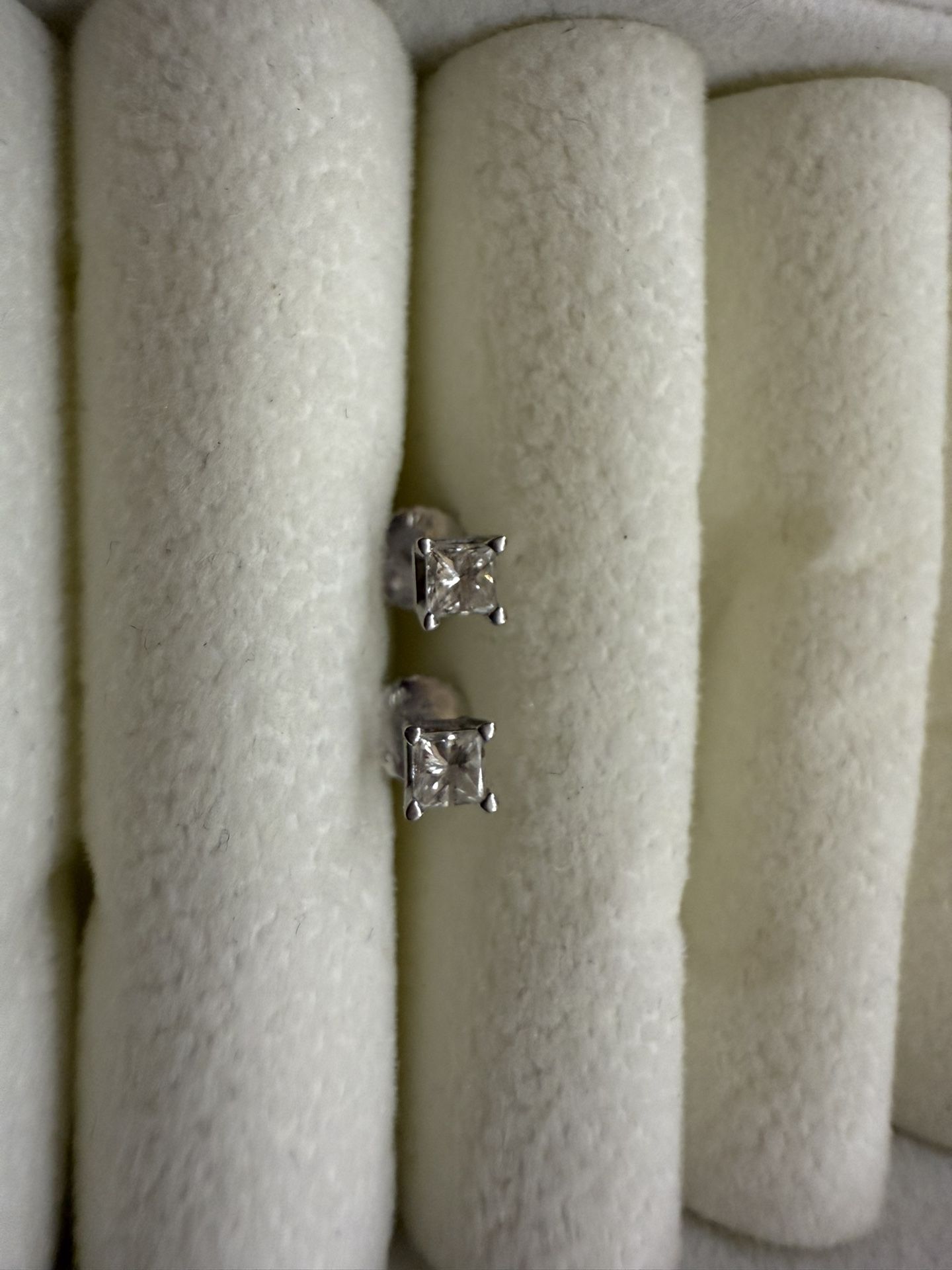 Princess Cut Diamond Stud Earrings, Half Carat Total Weight