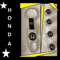 ➡️(New) Honda Tire Valve Stem Caps (Set of 4) Plus Keychain