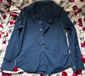 Banana Republic Navy Polka Dot Button-Down Shirt