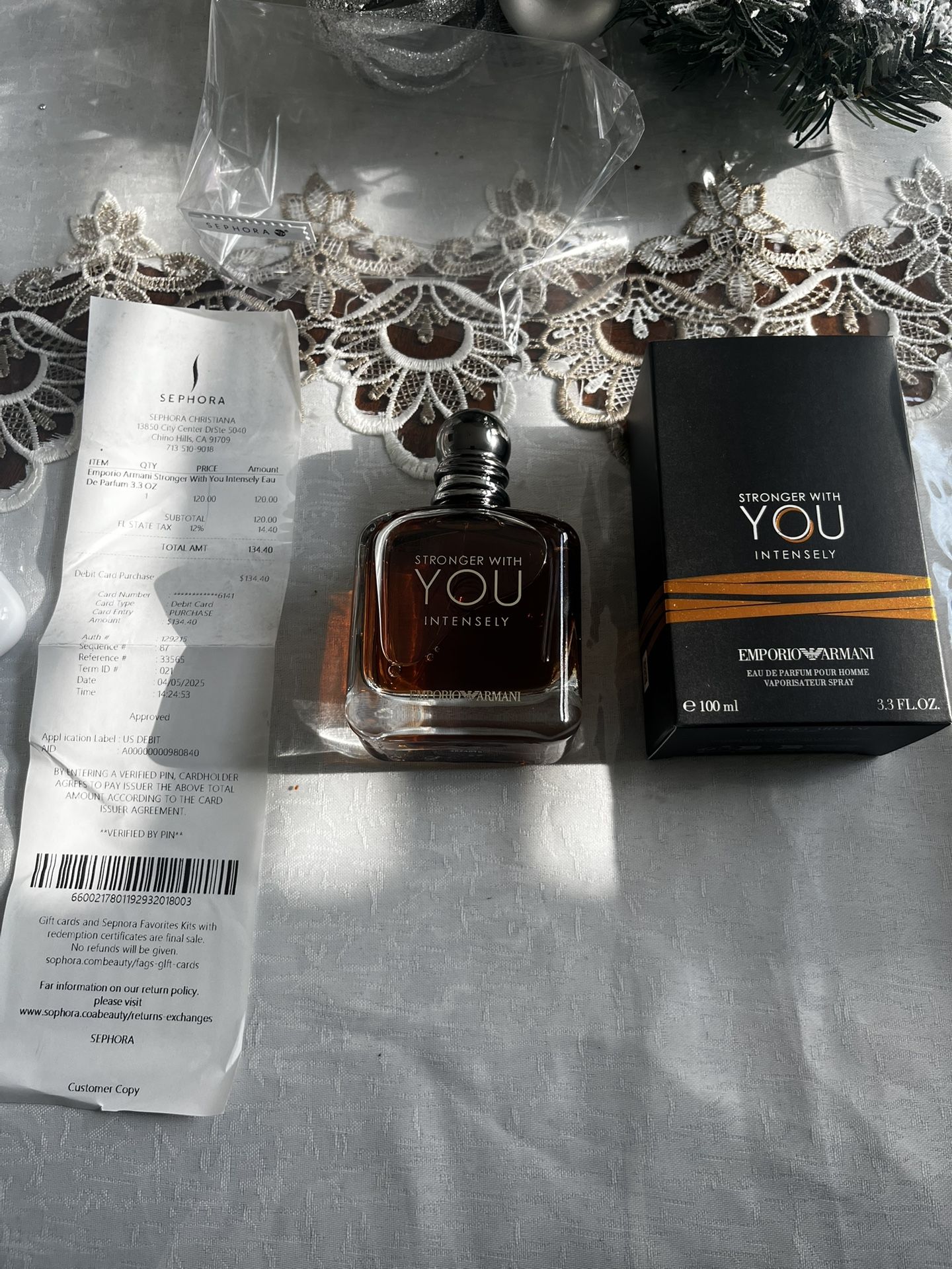 Stronger with You Intensely Eau de Parfum Men, 3.3 fl oz (100 Ml) NEW (RECEIPT)