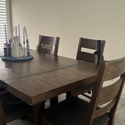 Solid Wood Dining Table Set + 6 Chairs – Seats 6