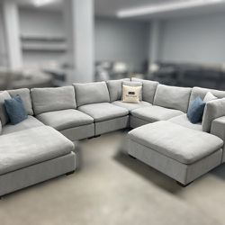8 PCE  Thomasville Lowell Modular Sofa LIGHT GRAY | 🚛 DELIVERY AVAILABLE