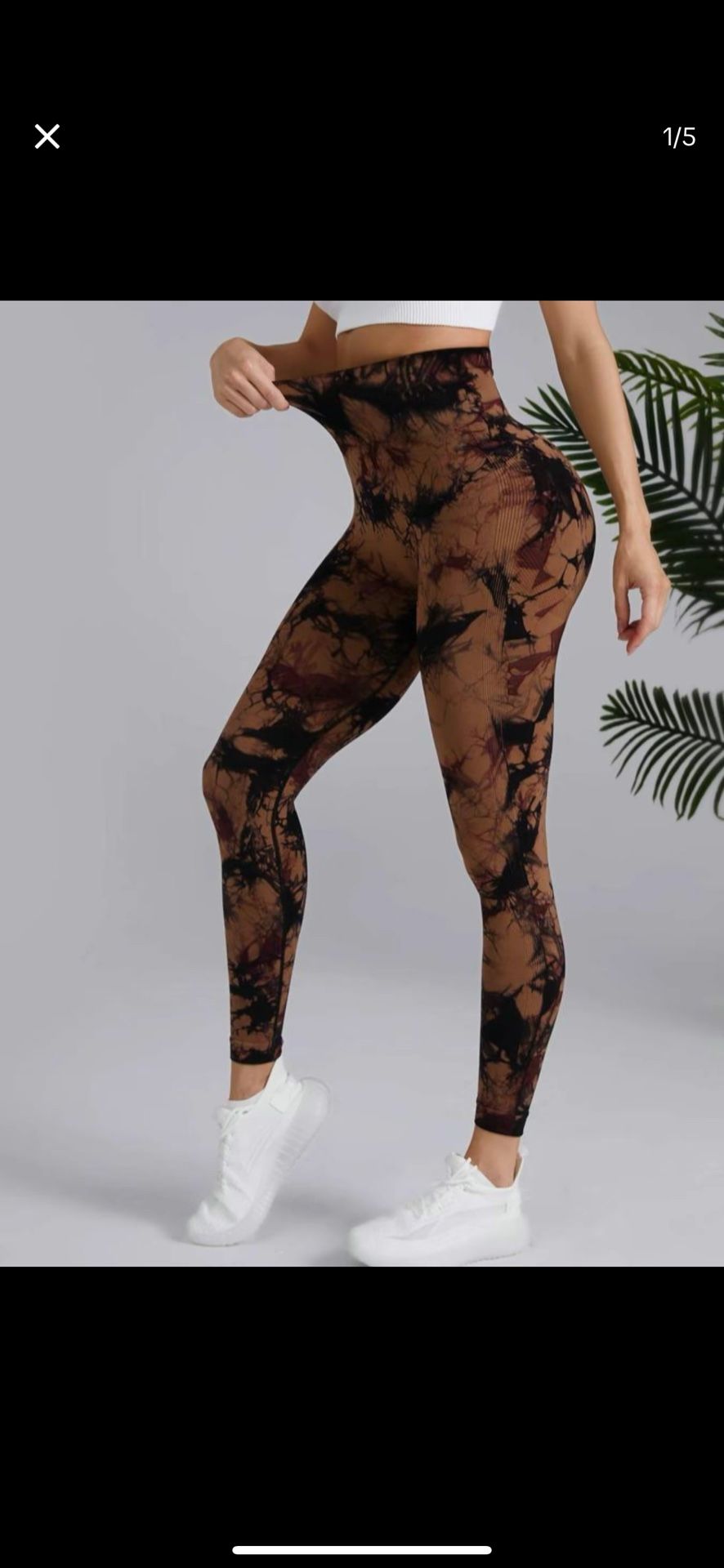 New High Waist Butt Lift workout leggings brown/black Marble color size L