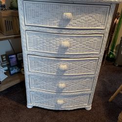5 Draw Wicker Bureau