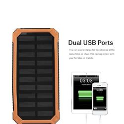 Super 20000mAh USB Portable Charger Solar Power Bank for Cell Phone Orange Gift