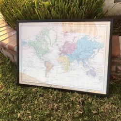 Framed Map Of The World.