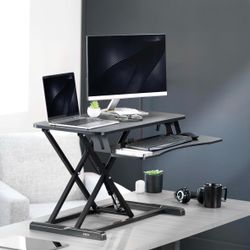 VIVO Black 32 inch Standing Desk Converter, DESK-V000K Height Adjustable, Stand Up Desk Riser, Wide Keyboard Tray, Dual Monitor and Laptop Workstation