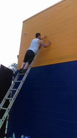 Building painting and lettering.