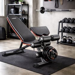 Heavy Duty Workout Bench Press with Leg Extension and Preacher Pad