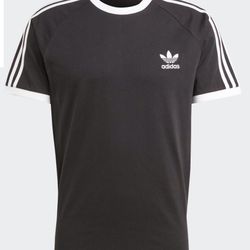 Adidas Men's Trefoil Print 3 Stripes T-Shirt Black Size M