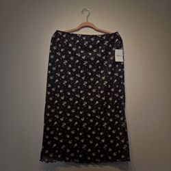 ♡ XL mesh floral midi skirt 