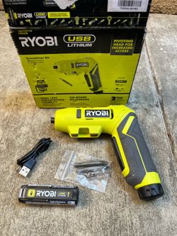RYOBI USB Lithium Screwdriver Kit with 2.0 Ah USB Lithium Battery and Charging Cable