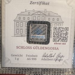 This is a 1 gram .999 silver bar featuring Schloss Güldengossa.