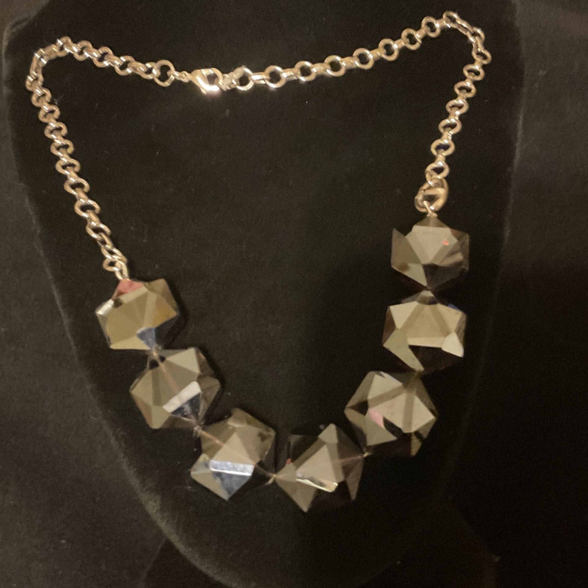 18” SilverTone Necklace With Large Amethyst Crystals,by Lia Sophia