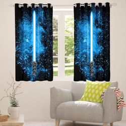 Lightsaber Curtains 38W X 45L Inch for Kids Boys Teens Red 2 Panels Window Curtains 