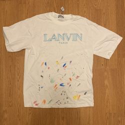 Lanvin White Graphic Tee Shirt Paint 