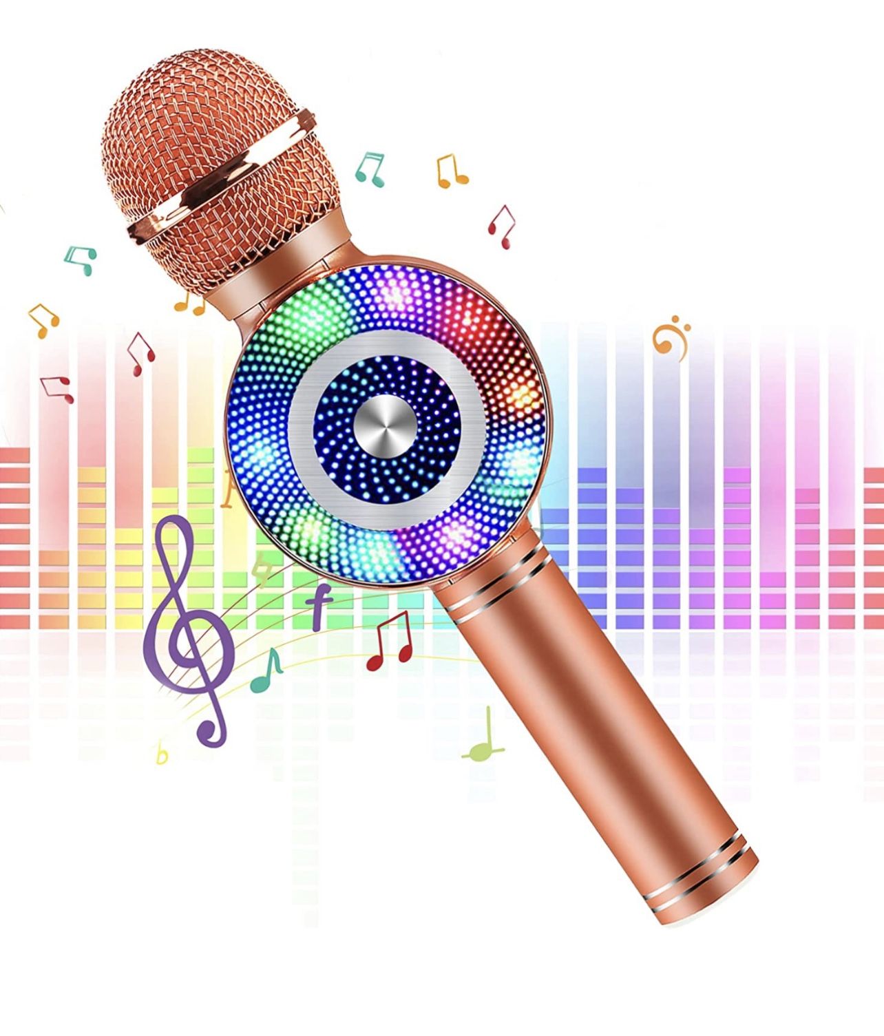 Karaoke Microphone Portable Mic Player Speaker with LED for Christmas Birthday 