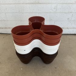 9 Thick Plastic 3-section Stackable Flower Plants Planters Pots