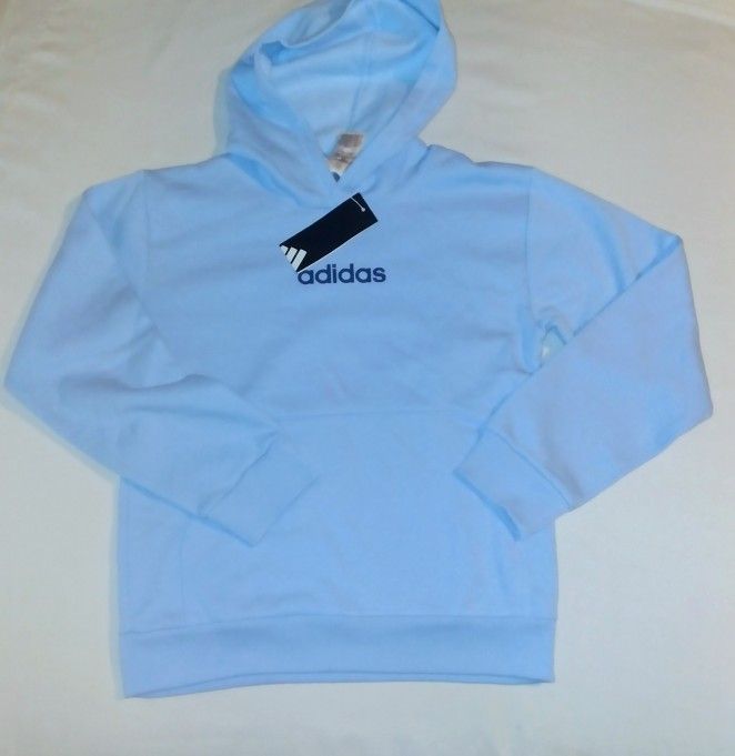 Adidas Boys Youth Lt Blue Sweater Hoodie Top- Medium