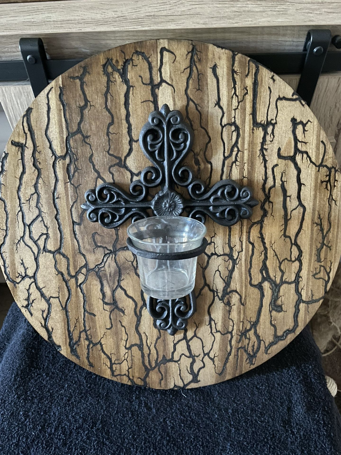 Unique Fractal Wood Burned Votive Candle Holder