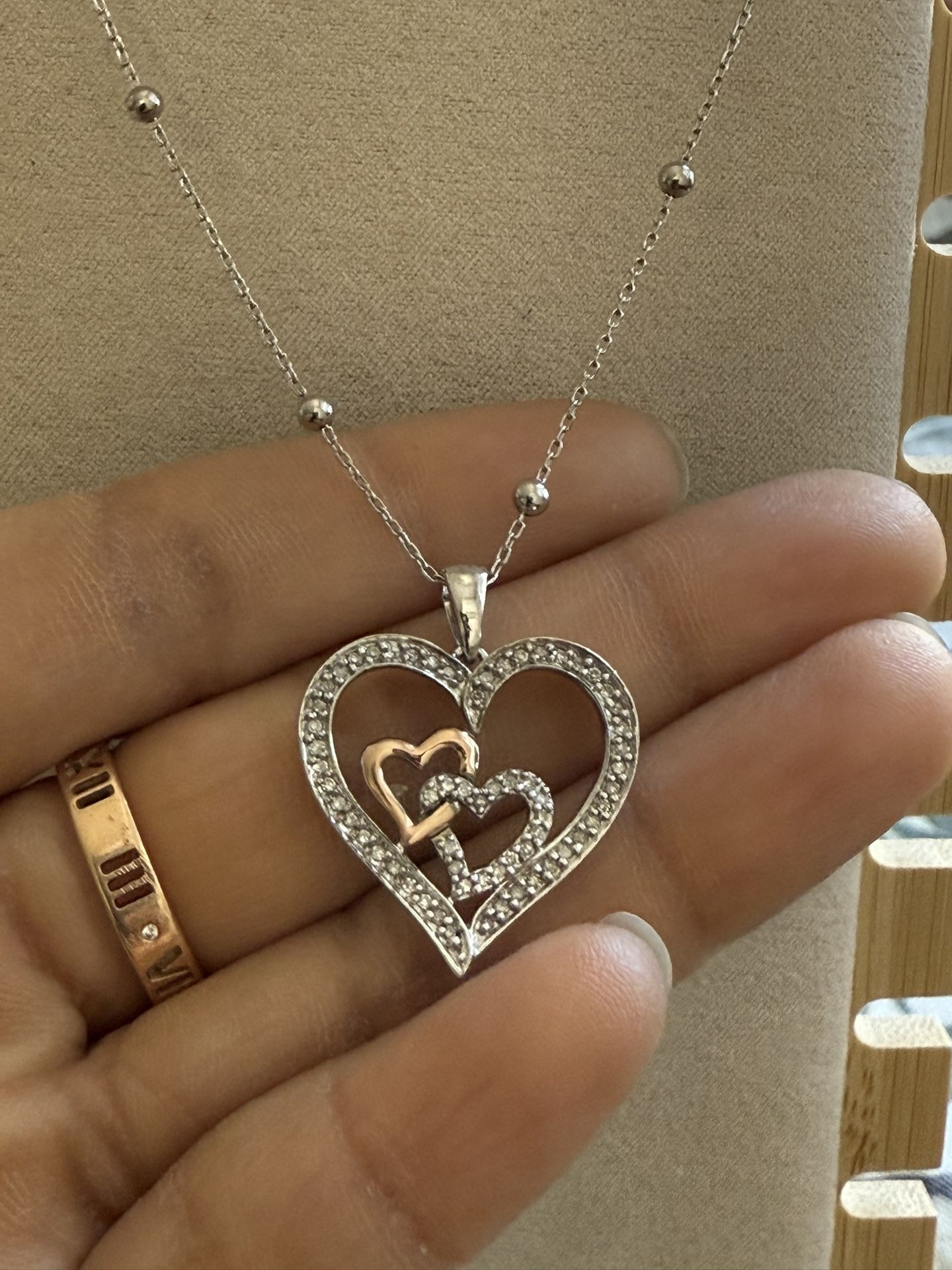 10k & 925 Sterling Silver Heart Pendant