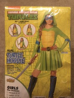 Teenage Mutant Ninja Turtle Hooded Dress Costume Girls size XL / 14-16